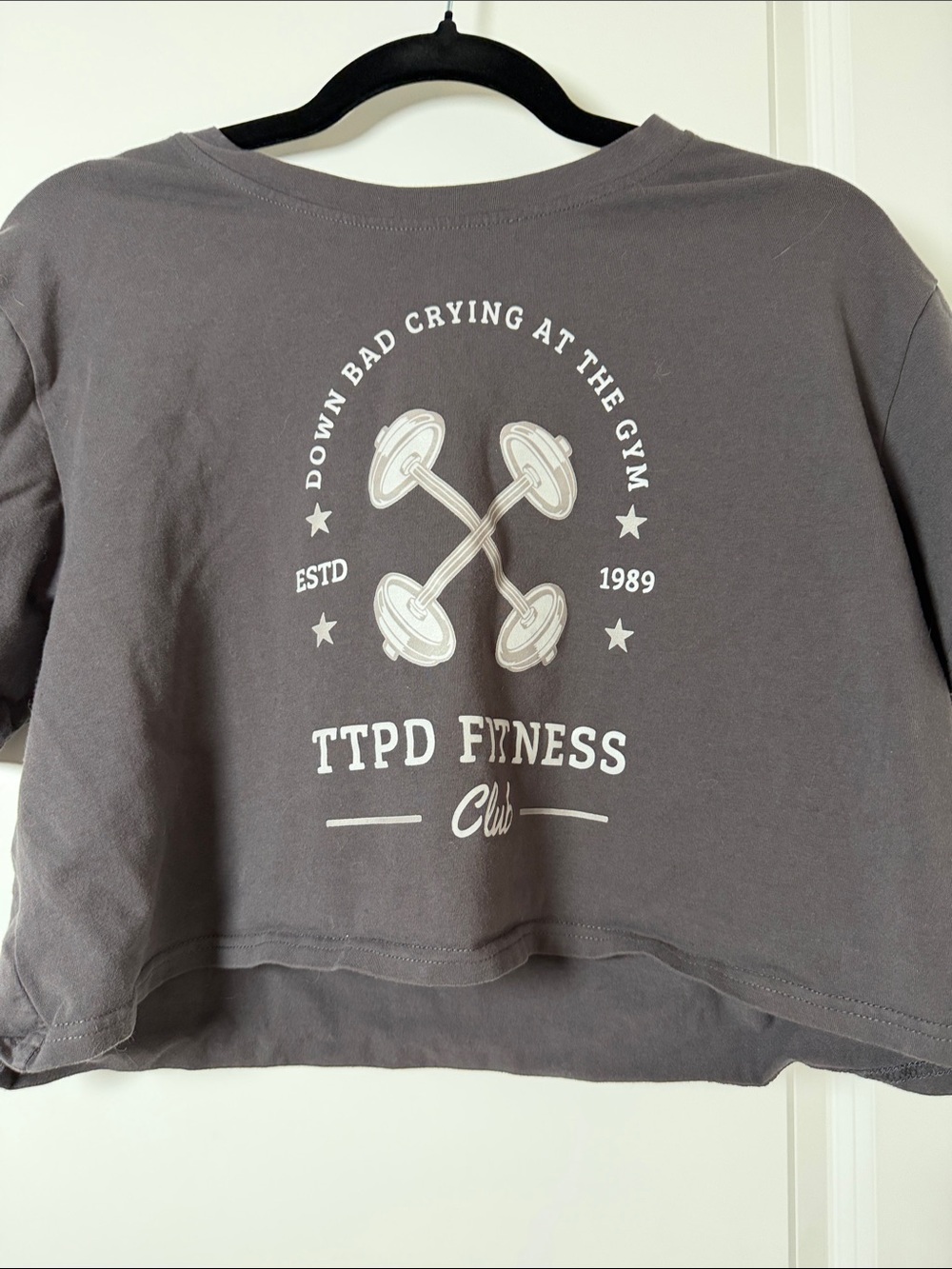 Grey Graphic Fitness Crop Tee